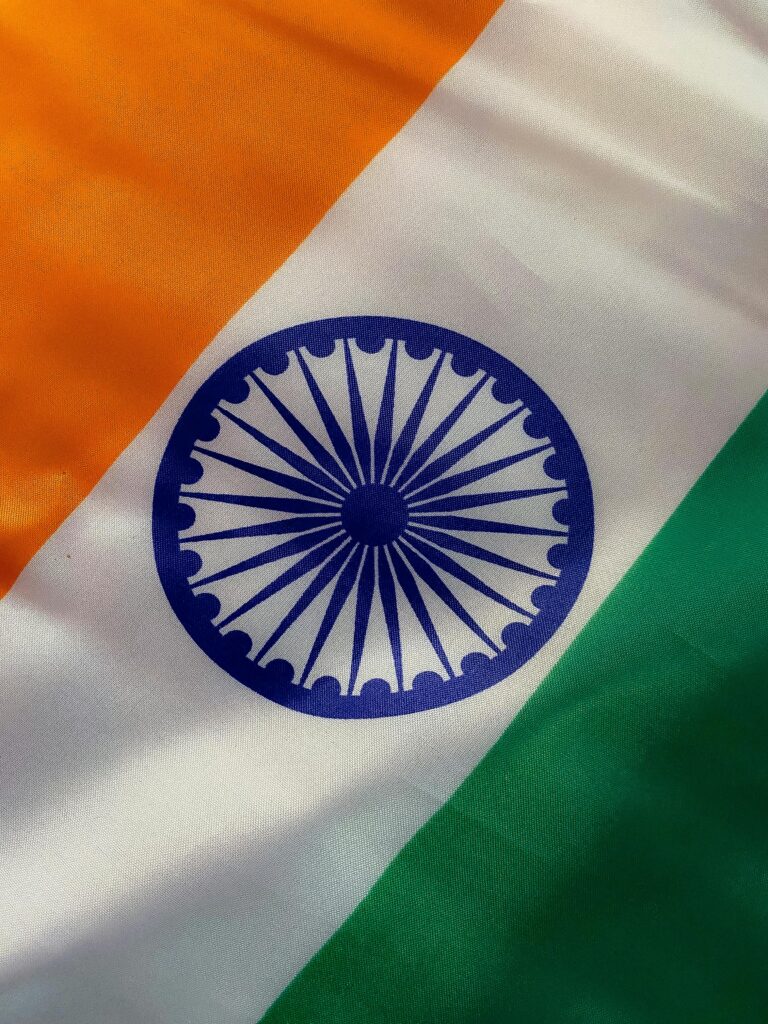 Vibrant Indian flag featuring the Ashoka Chakra, symbolizing patriotism and national pride.